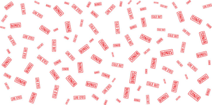 red bonus and sold out stamps on transparent background