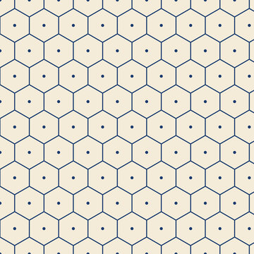 Japanese Hexagonal Honeycomb Seamless Pattern Kagome Wagara Vector Background