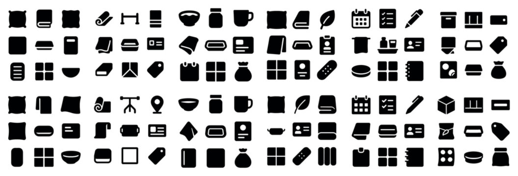 Office organization and stationery icon set with notebook calendar pen for dashboard interface in minimal vector art