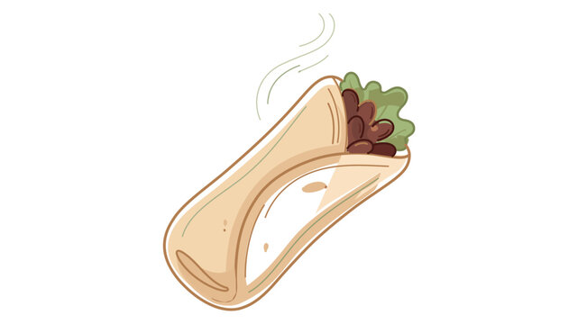 Professional Mexican bean burrito vector icon illustration with editable stroke, featuring a colorful wrapped tortilla design and adjustable line weight for versatile culinary and menu graphics.