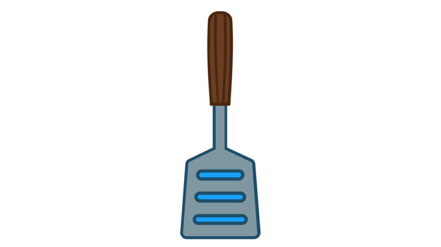 Professional burger spatula vector icon with editable stroke for grilling, colorful line illustration of BBQ utensil for outdoor cooking, customizable graphic isolated on white for menu layout.