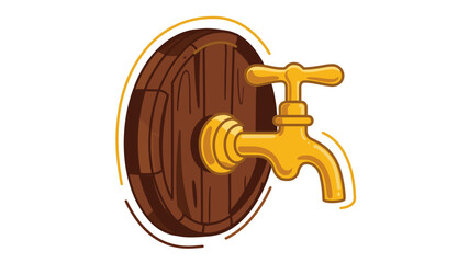 Obraz premium Colorful line vector icon of a wine barrel tap with editable stroke, ideal for vineyard branding and winery illustrations, featuring a minimalist design with customizable line weight on white.
