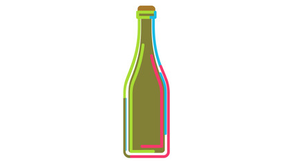 Obraz premium Elegant Chardonnay wine bottle illustration with editable stroke and colorful lines, a versatile vector icon with adjustable stroke weight ideal for sommelier apps and winery marketing materials.