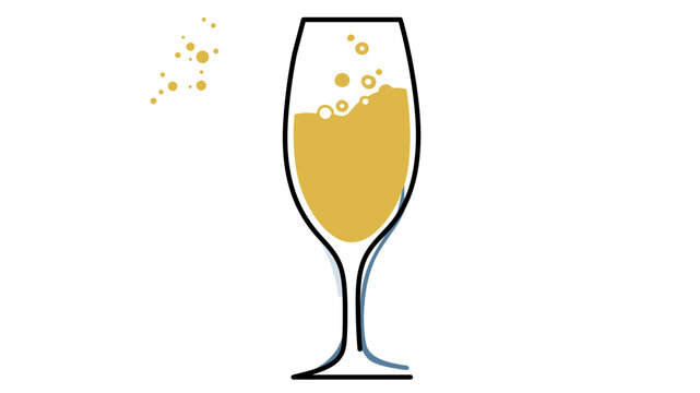 Champagne flute with bubbles vector icon with editable stroke, colorful line illustration for luxury toast and celebration, minimalist flat design for wedding and event graphics on white background.