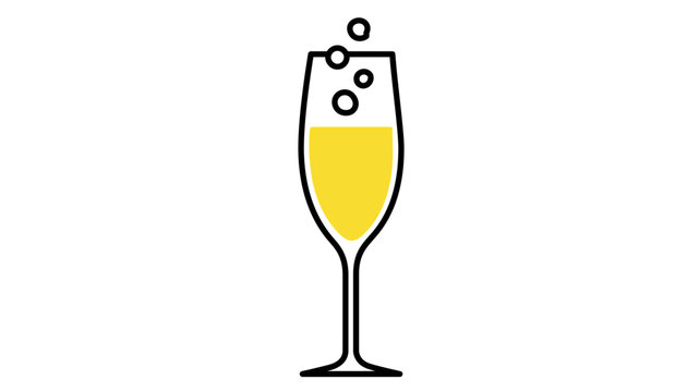 Champagne flute glass vector icon with editable stroke, colorful line illustration for celebration and luxury events, minimalist flat design for bar menu and party graphics on white background.