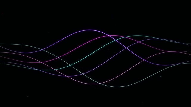 Neon Glowing Wavy Lines Abstract Motion Graphic Background Animation