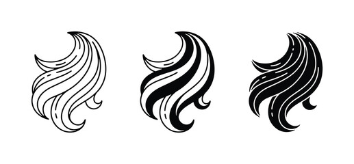 Fototapeta premium Stylized Hair Swirls, Elegant Flowing Locks, Abstract Design Elements