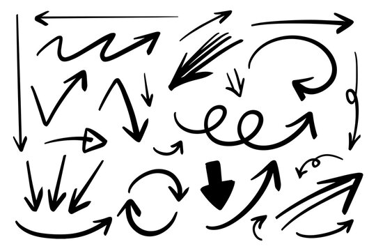 ベクターのペンの手書きの矢印セット 黒