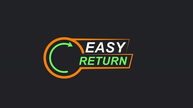 Animated Easy Return Policy Badge. Looping E-commerce Guarantee Icon on Alpha Channel.