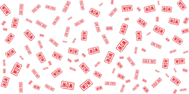 red wow sold out mom stamps on transparent background