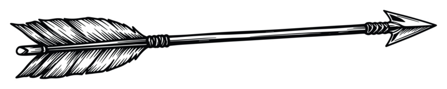 Monochrome detailed archery arrow symbol representing direction goal success and movement for projects