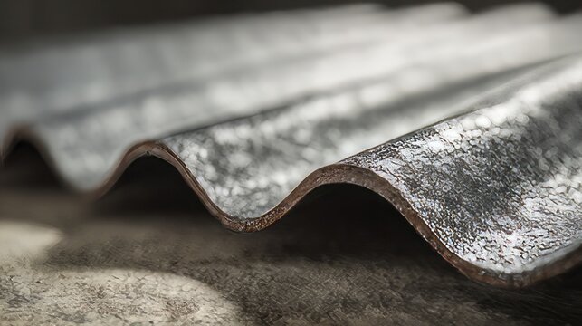 Corrugated galvanized steel roofing sheet constructed from steel coated with zinc to provide a protective layer against rust and corrosion.