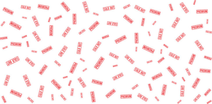 red premium and sold out stamps on transparent background