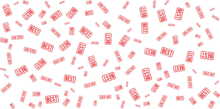 red best and sold out stamp pattern on transparent background
