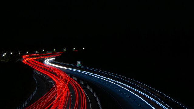 Kapiti Expressway Light Trails at Night, Paraparaumu, New Zealand