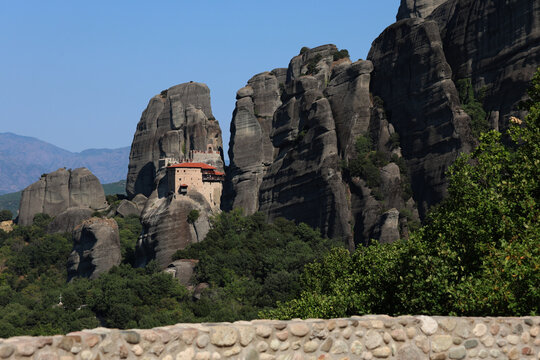 View at Meteora. A breathtaking UNESCO World Heritage site in Thessaly, Greece,