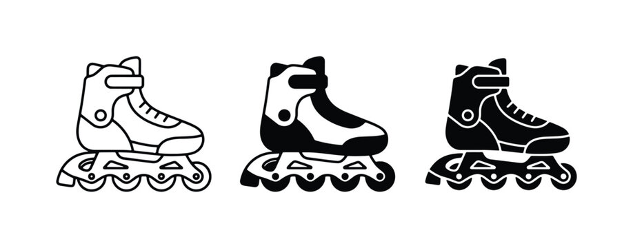 Inline Skates Set, Rollerblade Icons, Sport Equipment Vector Graphics