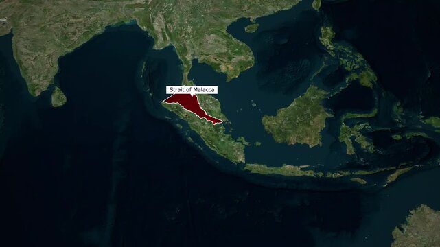 Strait of Malacca Highlight Satellite Map Graphic