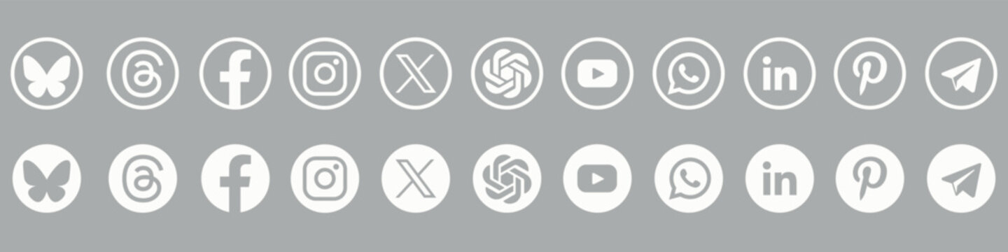 Set of social media icons. Social network vector symbols.
