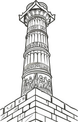Obraz premium Intricate stone pillar with ornate carvings in architectural design