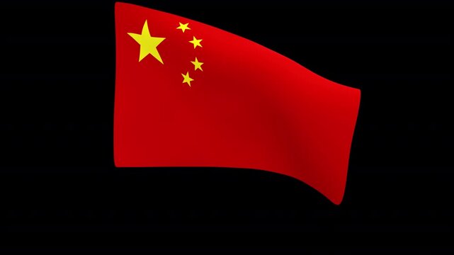 Chinese flag &ndash; 3d render looped with alpha channel.