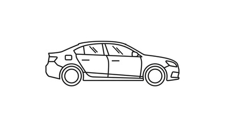 Fototapeta premium Outline drawing of a modern sedan car side view.