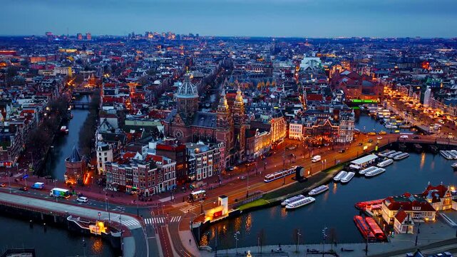 Amsterdam City Centre Parallax Aerial Drone View in 4K