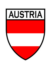 Fototapeta premium Vector illustration of the Austrian national flag colors in a shield crest design with 