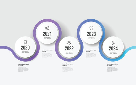 Vector Modern infographics options banner template, 5-step infographic banner