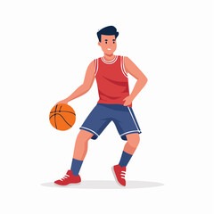 Naklejka premium Basketball Player Dribbling Ball