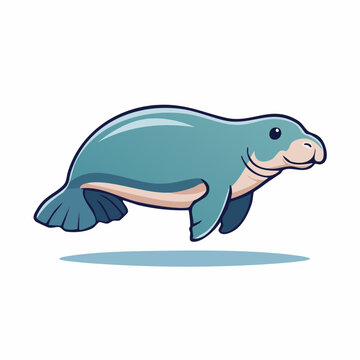 Cute cartoon manatee illustration