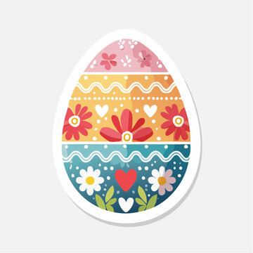 Decorated Easter Egg with Floral and Heart Patterns