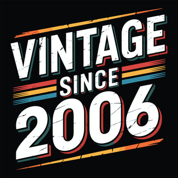 Vintage since 2006 retro typography with distressed texture
