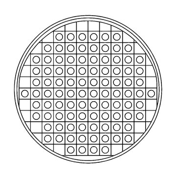 Microtiter plate well grid pattern.