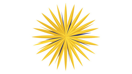 Fototapeta premium Retro golden sunburst vector icon featuring vibrant rays in a minimalist flat style, perfect for vintage lifestyle illustrations, nostalgic graphic resources, and creative summer designs on white.