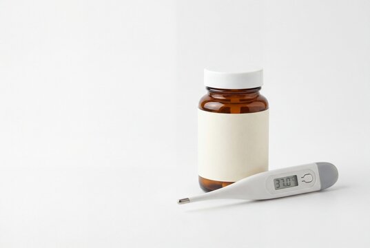 Medicine Pill Bottle with Digital Thermometer for Healthcare
