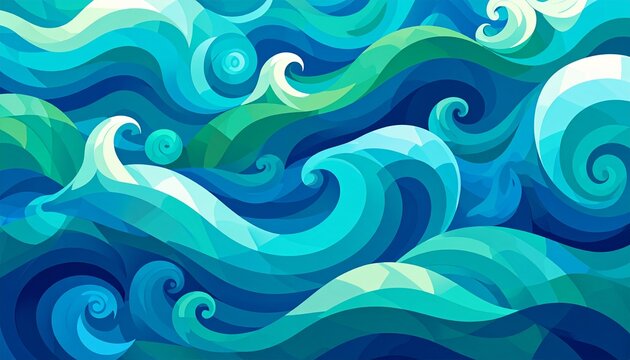 Abstract turquoise wave pattern with flowing organic swirls and curves