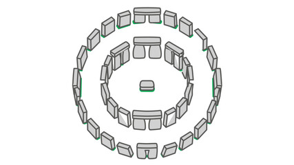 Naklejka premium Stonehenge rock circle vector icon featuring a creative colorful line art design with an editable stroke, ideal for travel guides, British prehistoric landmarks, England tourism and archaeology.