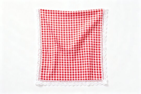 Red and white checkered cloth with lace