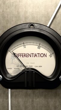 Differentiation meter showing low levels of differentiation. Minimum and decreasing differentiation value, below the norm. Lack of differentiation. None of it, insufficient.