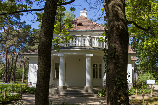 Renovated Milusin manor of marshal Piłsudski in spring.