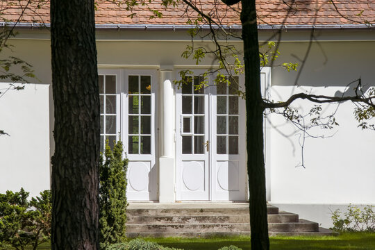Renovated Milusin manor of marshal Piłsudski in spring.