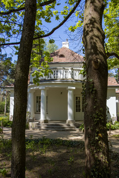Renovated Milusin manor of marshal Piłsudski in spring.
