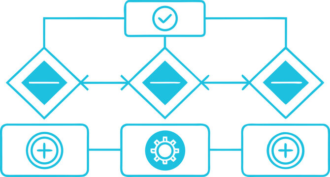 Minimalist flowchart with check and process decision symbols