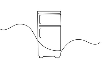 Obraz premium Refrigerator continuous one line drawing minimalist kitchen appliance vector illustration