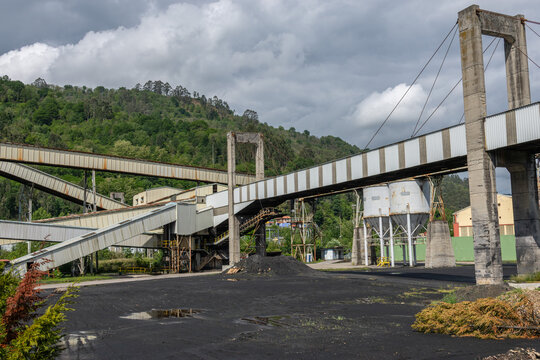 Coal mining in the highlands of Northen Spain, Asturias. Coal mine