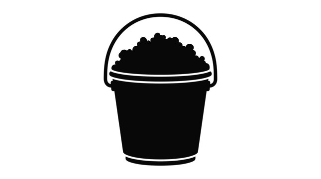 bucket filled with small objects silhouette high quality professional detailed modern elegant stylish