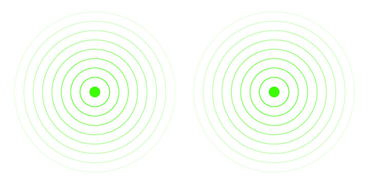 Radio Wave illustration effects on Green Screen background. circle waves in white background.