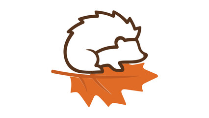 Fototapeta premium Vivid colorful line vector icon of a cute little hedgehog on a white background, perfect for nature and wildlife themed illustrations, flat minimalist design for web and print applications.
