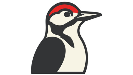 Fototapeta premium Colorful spotted woodpecker bird vector icon illustration, vibrant forest wildlife nature design element for apps and websites, clean minimalist graphic isolated on white background symbol.